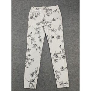White House Black Market Skinny Ankle Jeans Womens 4 White Floral Print Denim